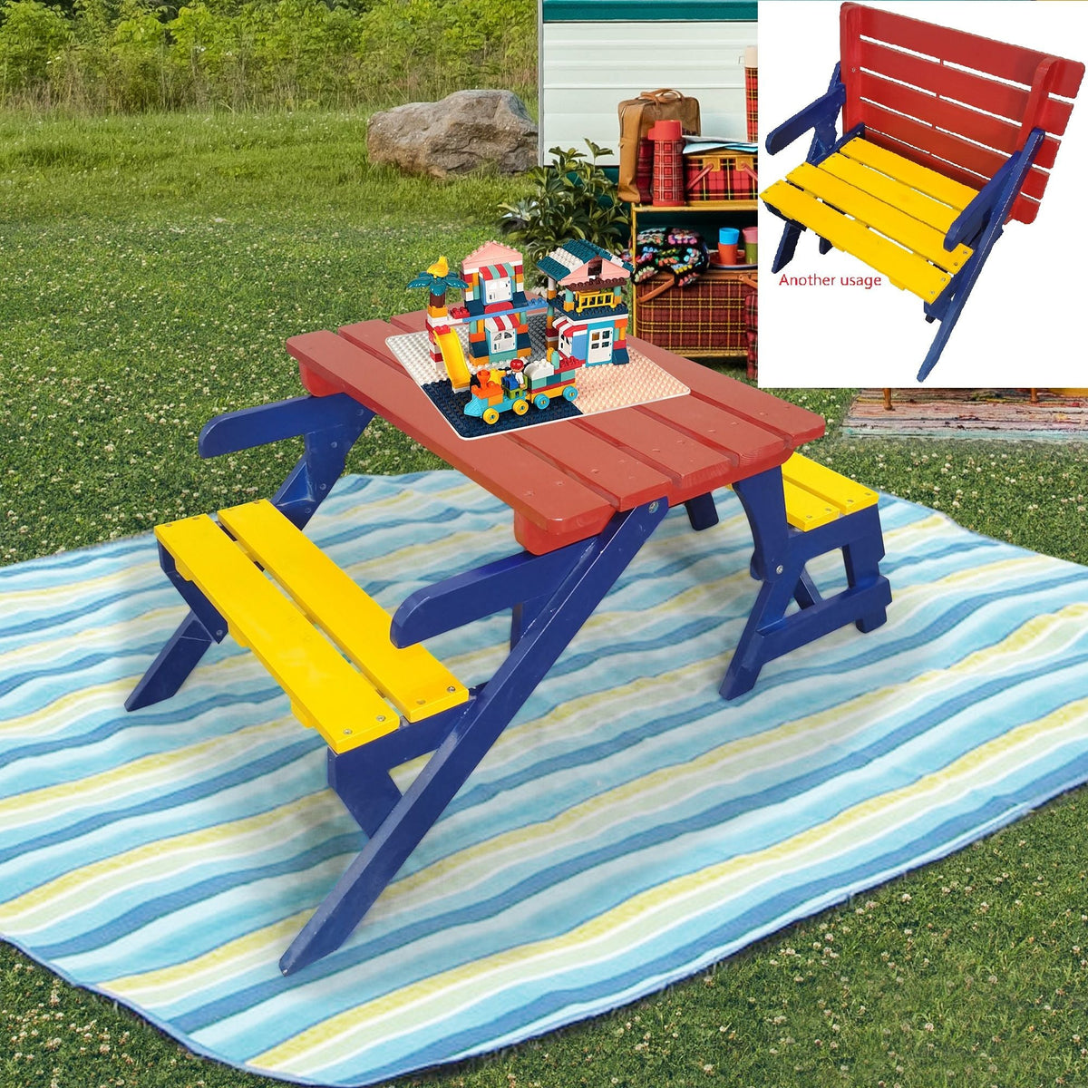 Kids Multi-Functional Arm Chair, Table With 2 Benches All-In-One Set, photo 3 of 14