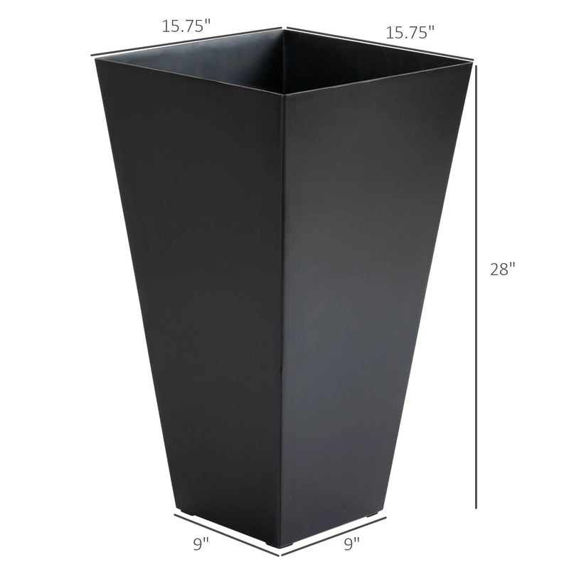 Outsunny - Outdoor Planters (Set of 3) Large Taper Planters With Drainage Holes And Plug, Faux Wood Plastic Flower Pots For Outdoor, Indoor, Garden, Patio by Unique Piece Furniture