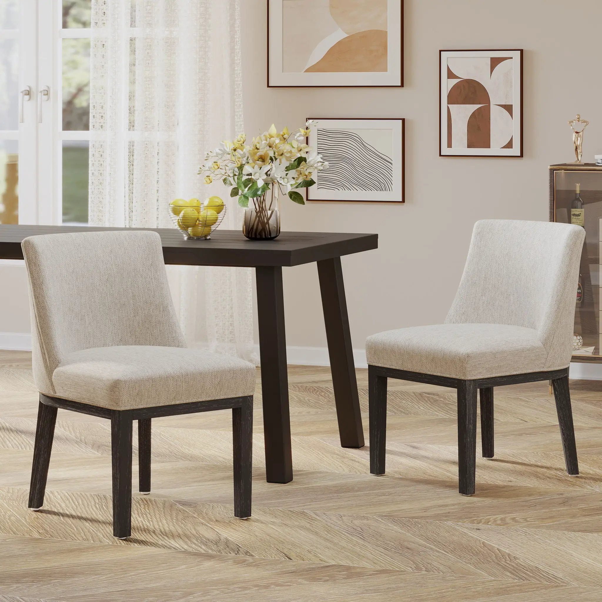 Modern Dining Chair With Durable Fabric Upholstery And Sturdy Wooden Frame (Set of 2) by HouseOfZazla