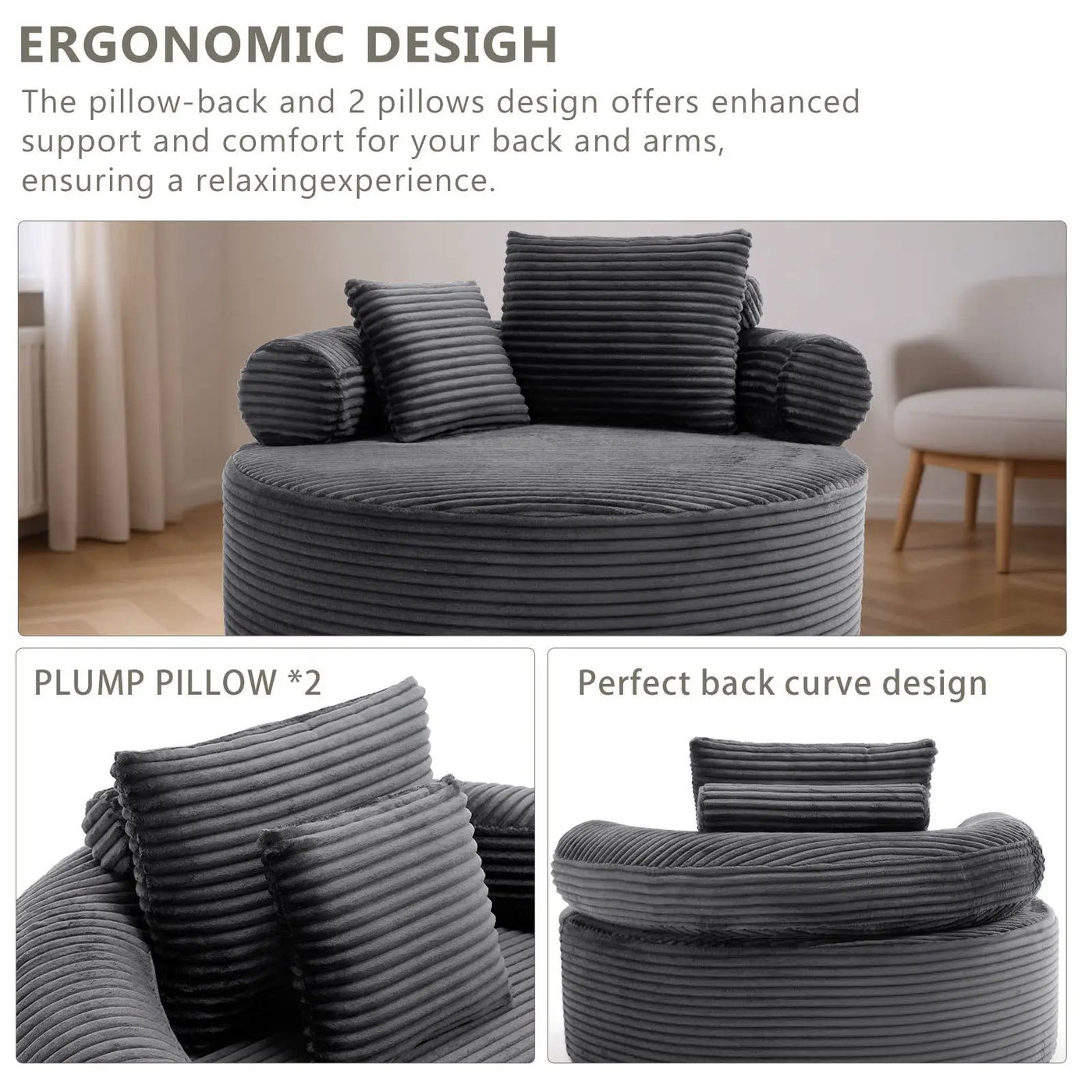 Round Sofa Bed With 3 Pillows For Living Room by HouseOfZazla