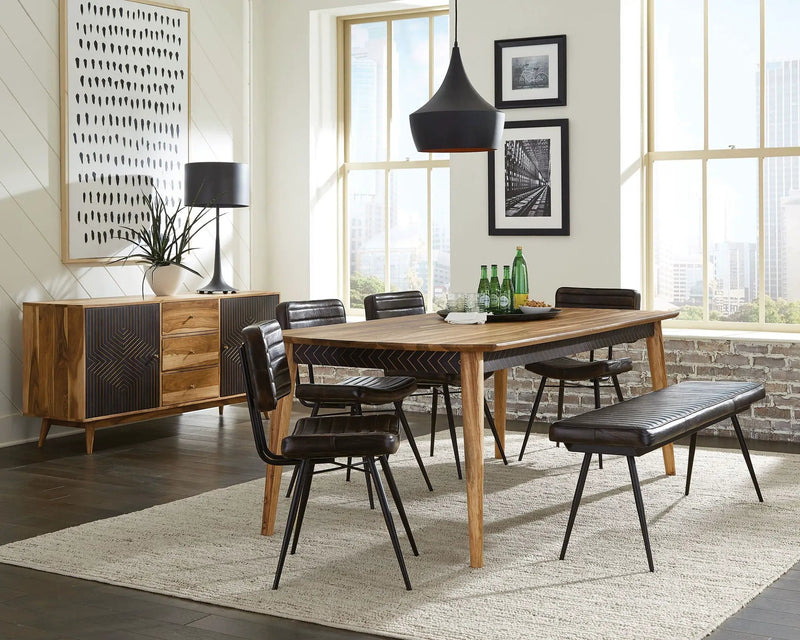 Misty Leather Upholstered Dining Bench Antique Espresso by Unique Piece Furniture