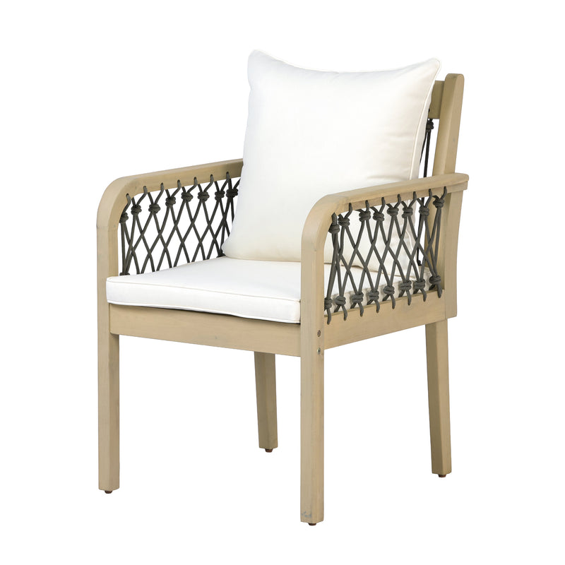 Acacia Wood Patio Chairs with Woven Rope Arms - Set of 2, photo 7 of 9