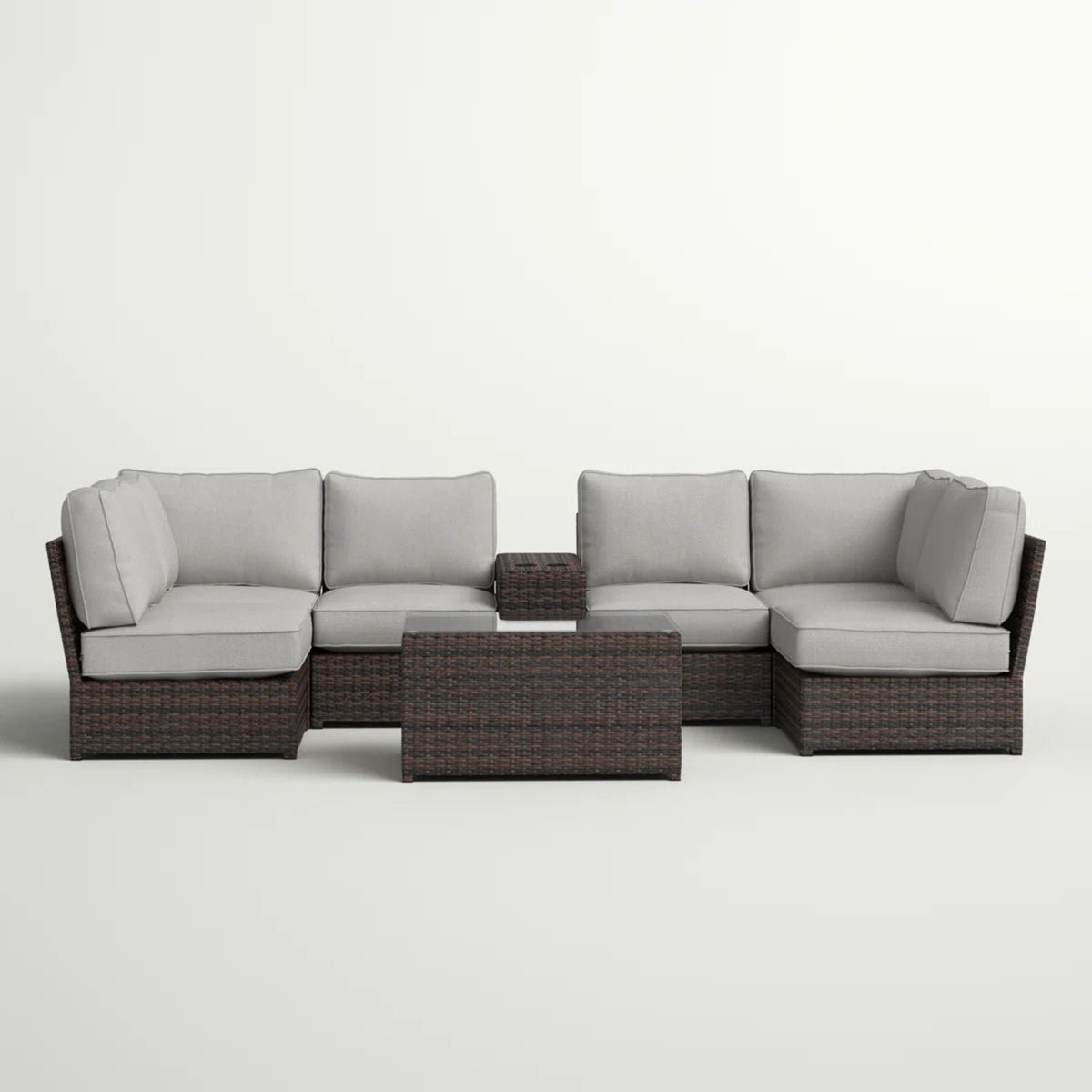 Modular Wicker Patio Seating Group with Cushions - Gray or Dark Brown, photo 6 of 33