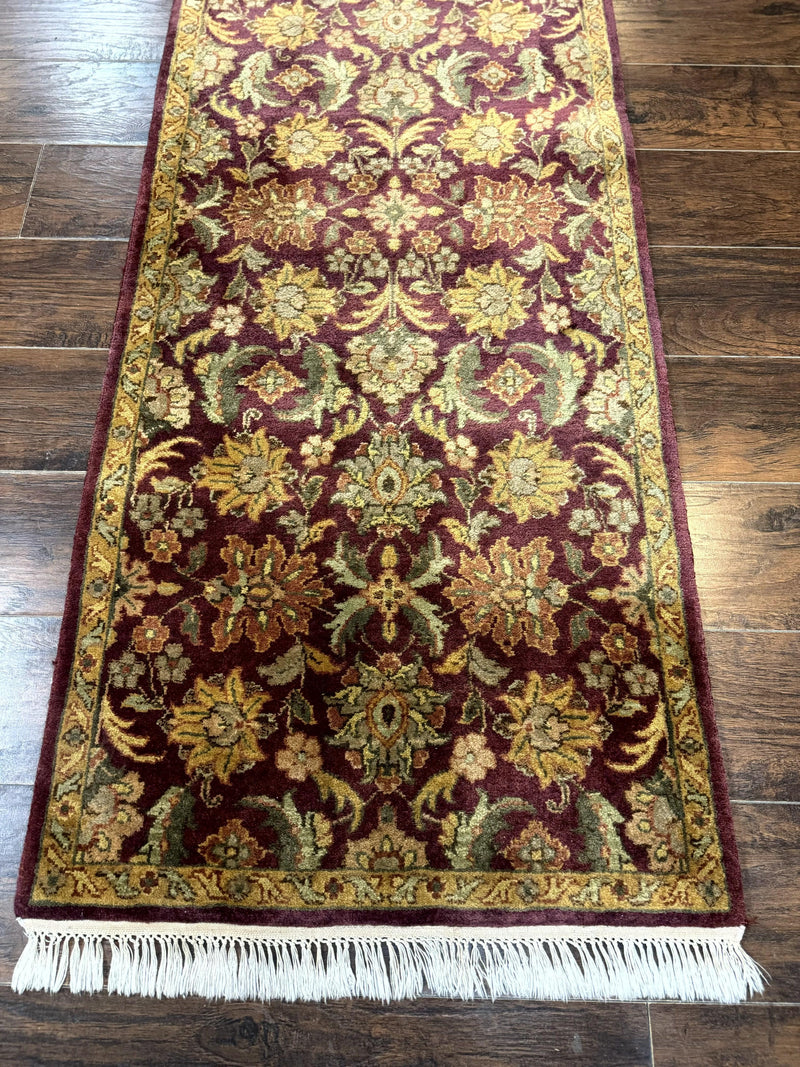 Indian Agra Runner Rug 2.6 x 17.5, Long Runner Rug for Hallway, Floral Handmade by Jewel Rugs