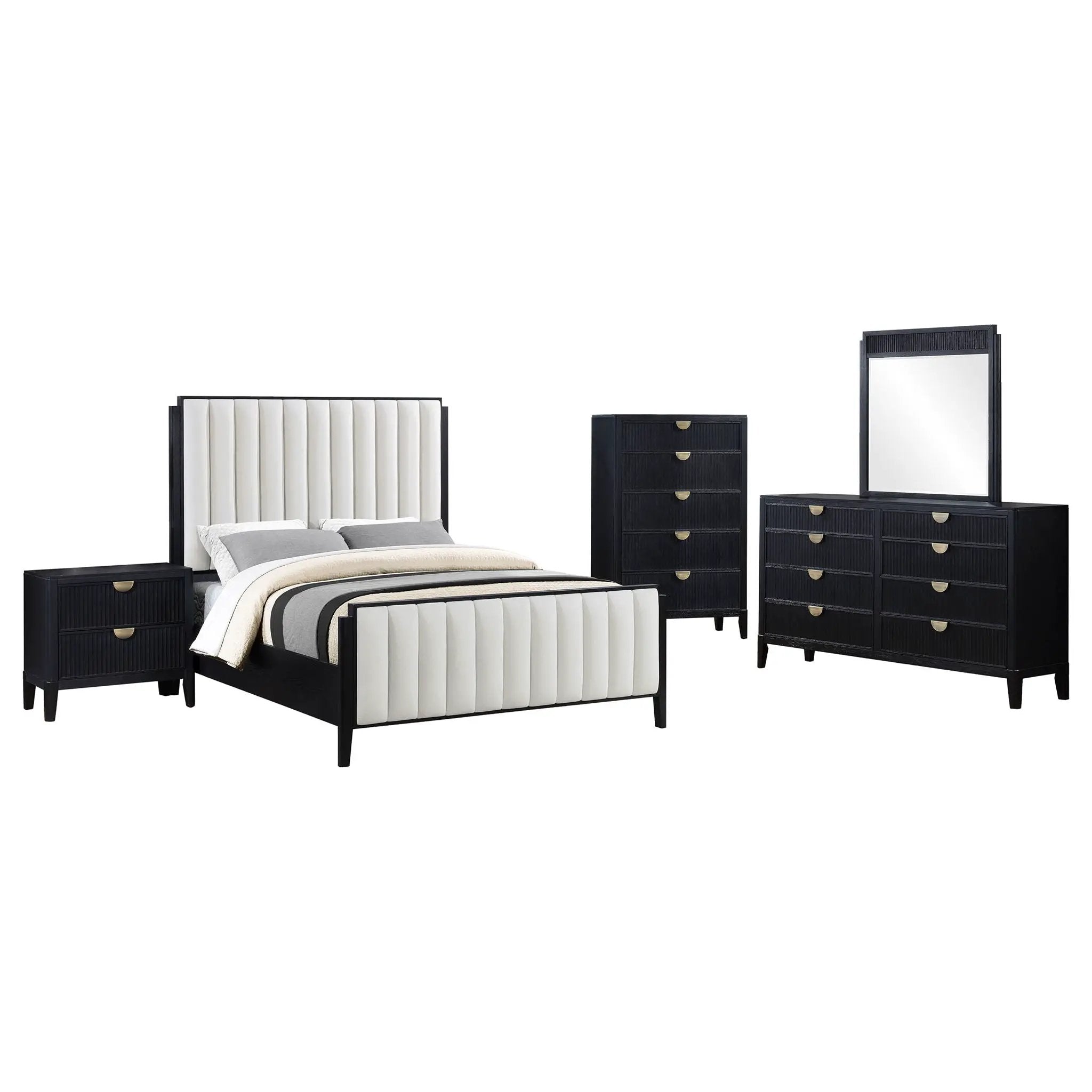 Brookmead 5-piece Upholstered Cal King Bedroom Set Black by Unique Piece Furniture
