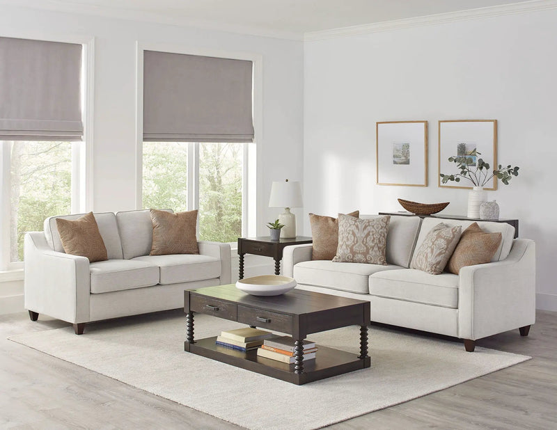 Christine 2-piece Upholstered Sloped Arm Sofa Set Beige by Unique Piece Furniture