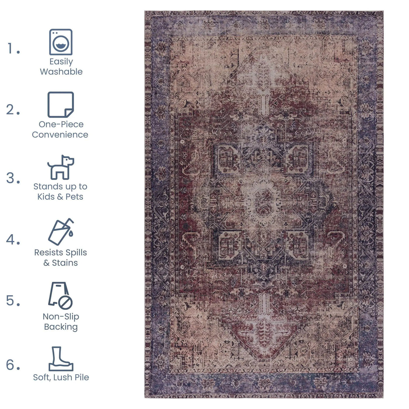 Maval - Unique Washable Area Rug by HouseOfZazla