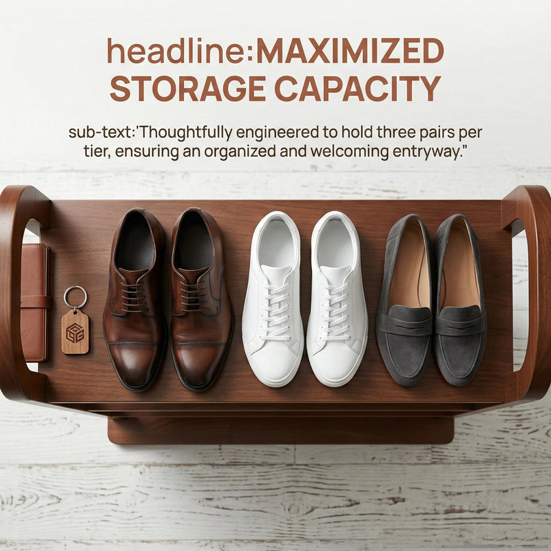 Solid Wood 7-Tier Shoe Rack with Vertical Organizer - Natural Wood, photo 6 of 7