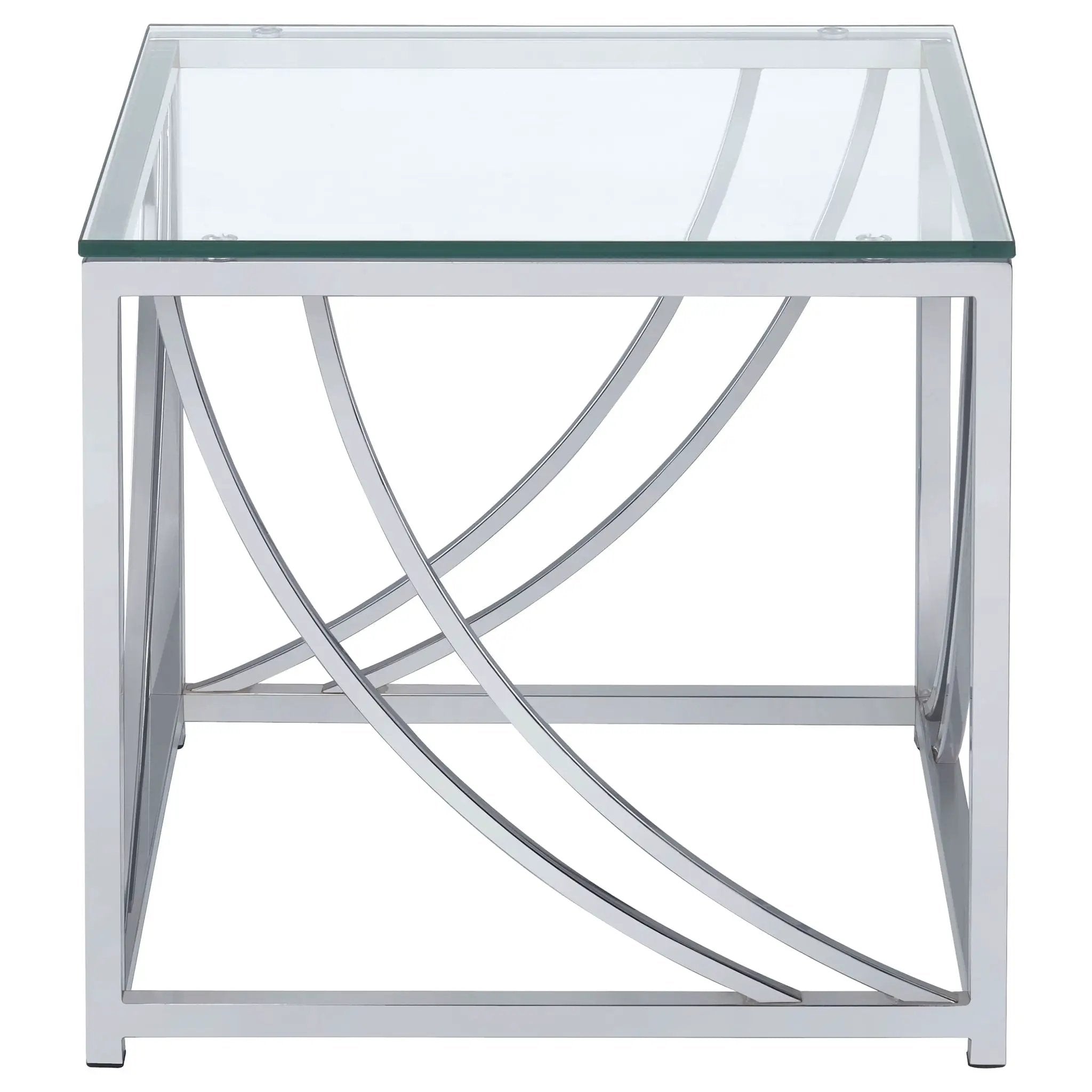 Lille Square Glass Top Side End Table Chrome by Unique Piece Furniture