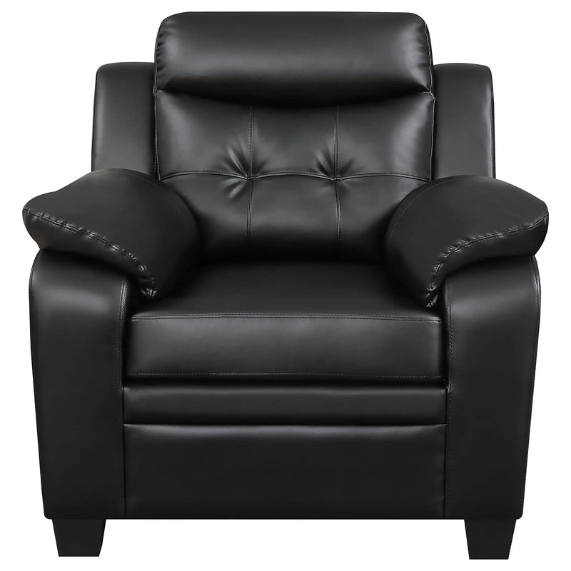 Finley Upholstered Padded Arm Tufted Accent Chair Black by Unique Piece Furniture