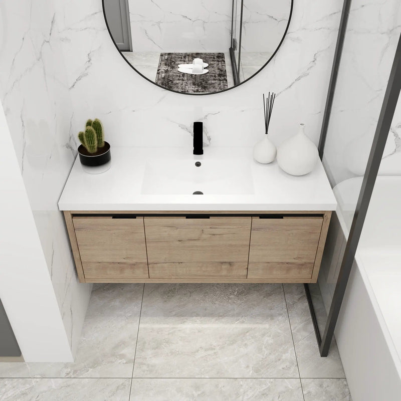 Floating Bathroom Vanity with Resin Sink and Soft-Close Doors by HouseOfZazla