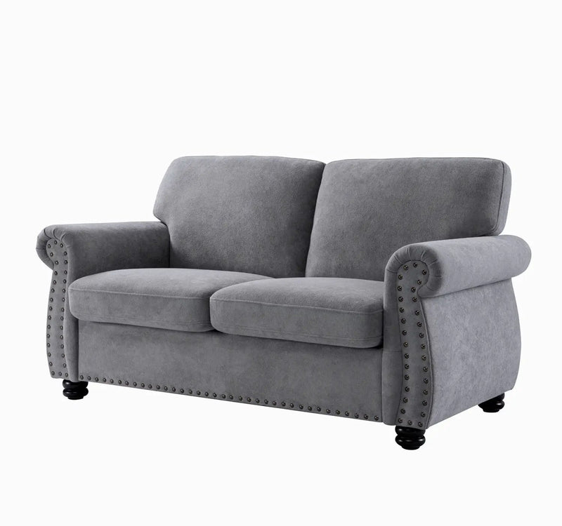 Soft Loveseat, Upholstered 2 Seater Couch, Loose Back Cushions And Turned Legs by HouseOfZazla