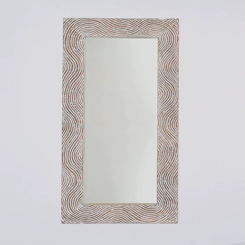 Handcarved Rectangle Mirror Accent With 3mm Glass - Antique White by Unique Piece Furniture