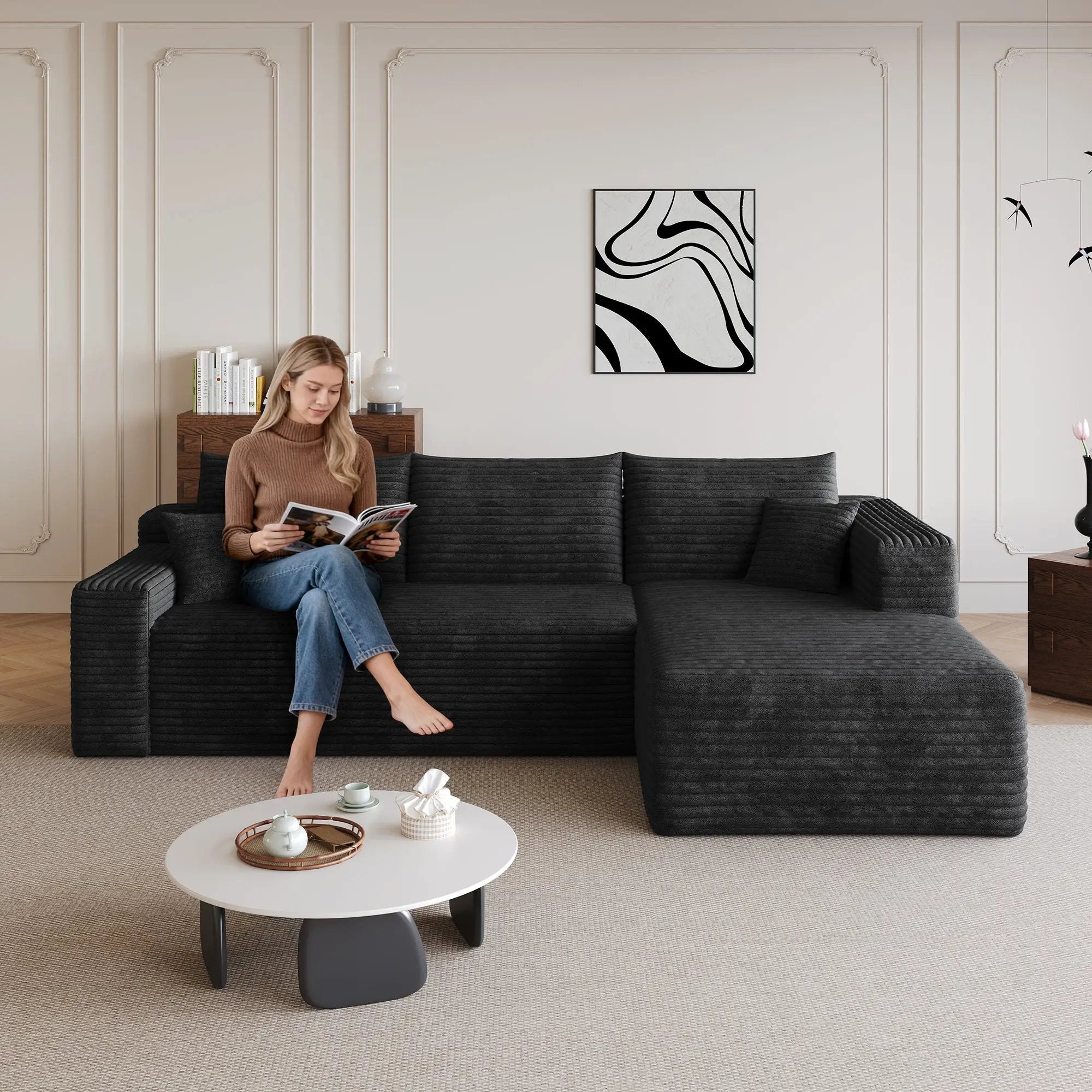 95" Cloud Sectional Sofa, Modern Minimalist Upholstered Couch by HouseOfZazla
