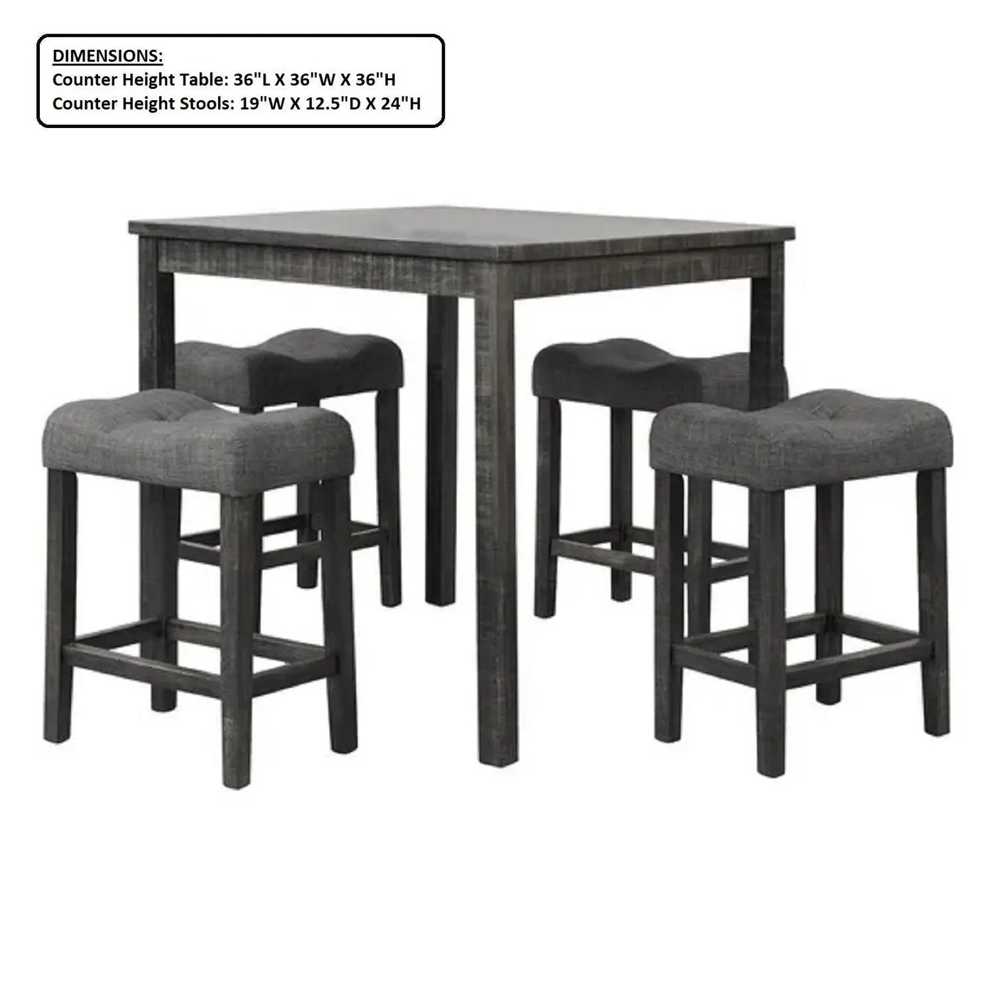 Transitional Counter Dining Set With 4 Tufted Stools by HouseOfZazla
