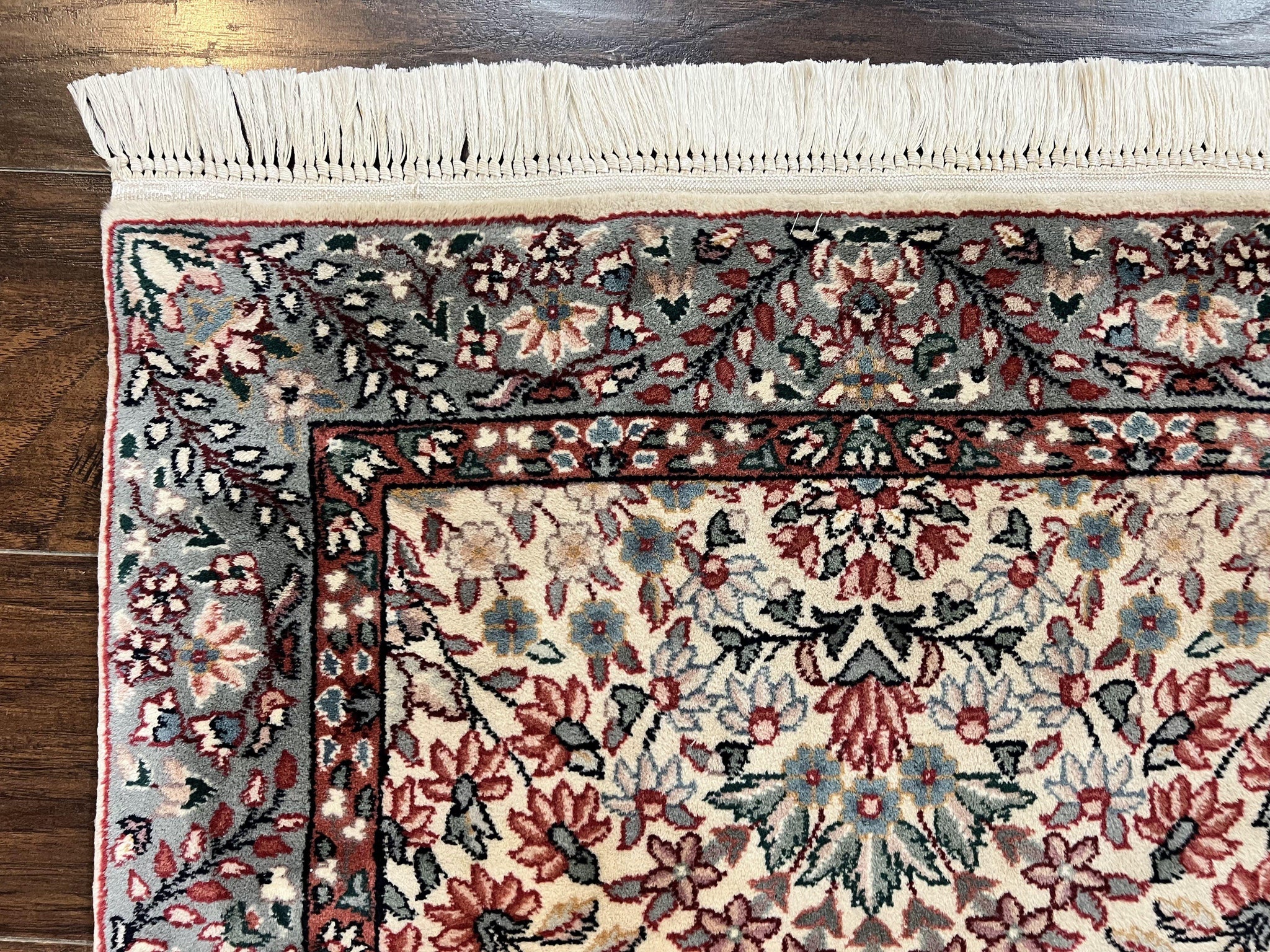 Sino Persian Runner Rug 2.7 x 10, Floral Kirman Lavar Carpet for Hallway, Cream, Handmade Wool Vintage Rug by Jewel Rugs