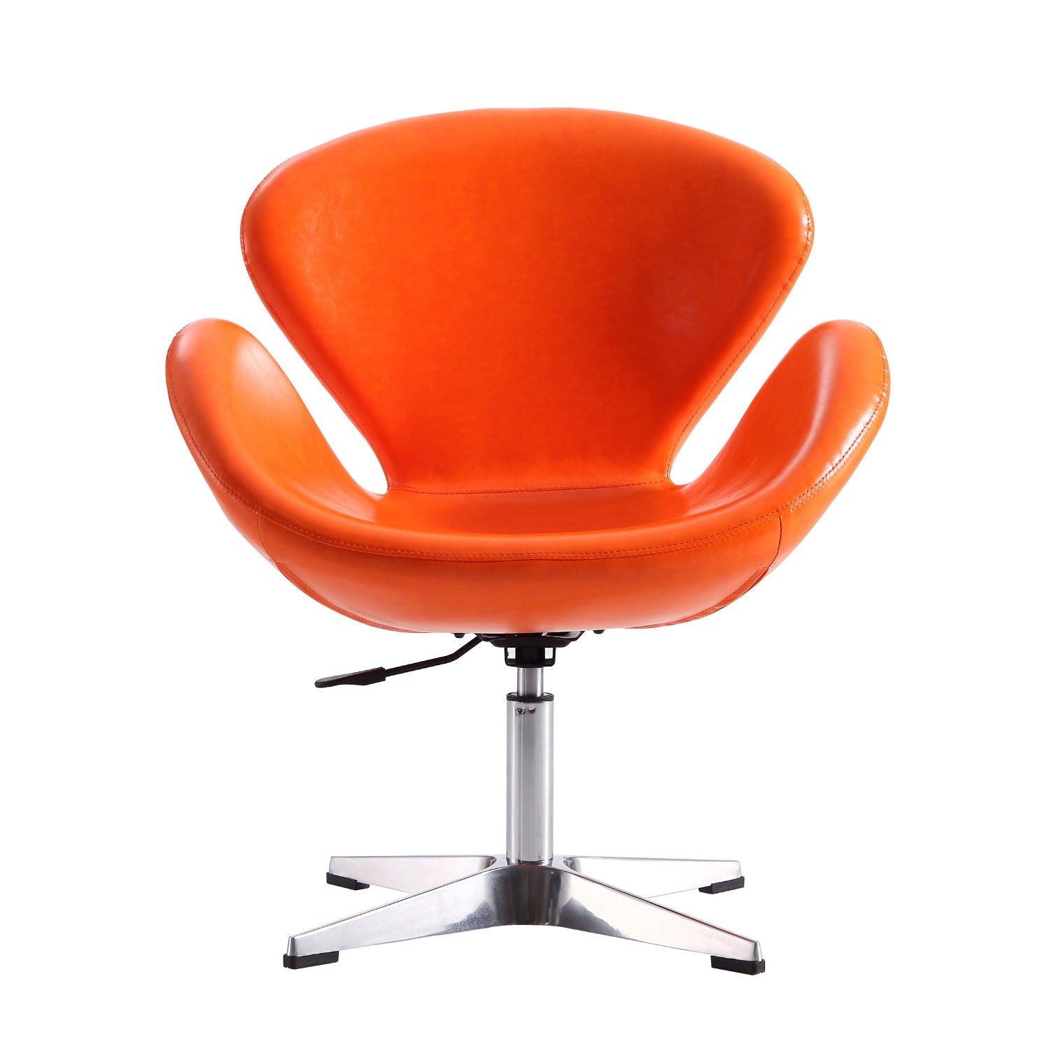 Upholstered Swivel Lounge Chair With Chrome Base And Adjustable Height - Orange by HouseOfZazla