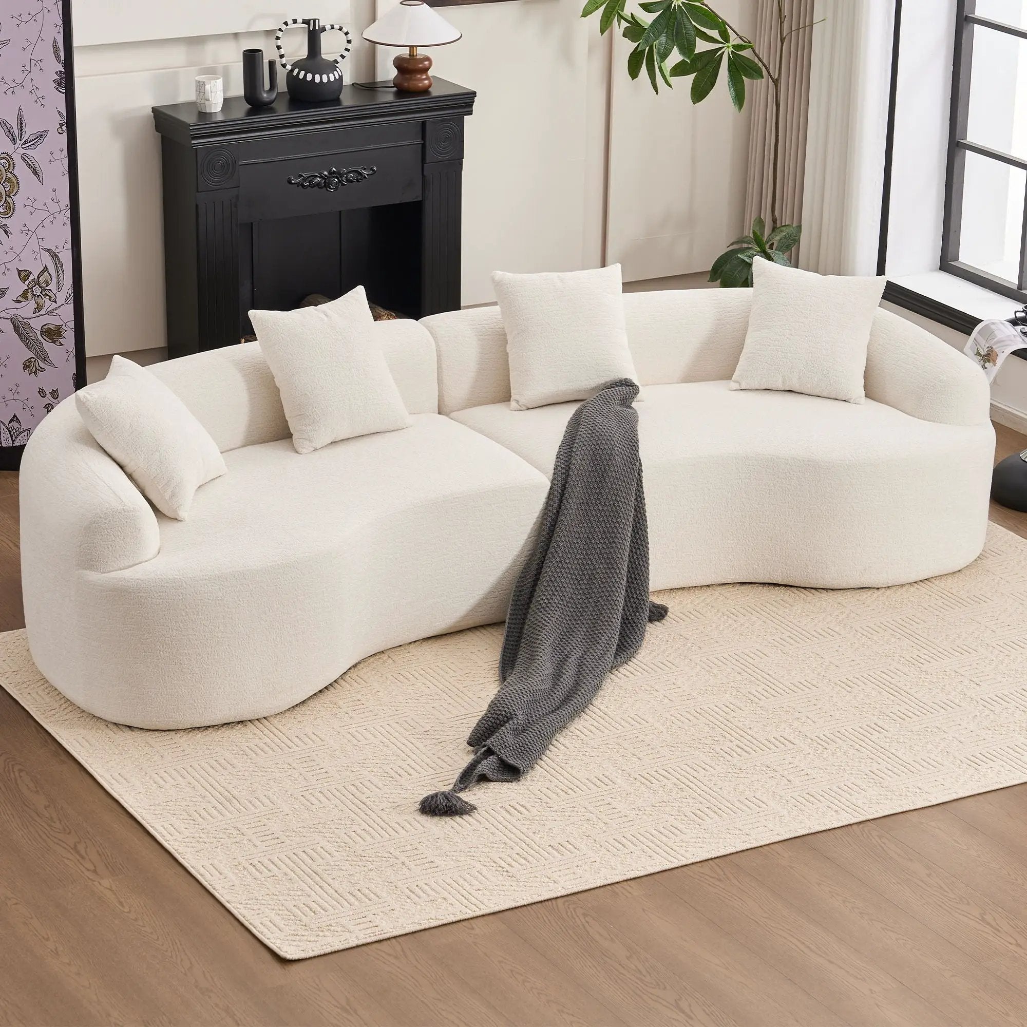 4 Seater Sofa With Fabric, 30D, 60 Hardness Full Sponge, 4 Pillow For Living Room, Home Furniture Sleeper Sectional Sofa For Apartment by Unique Piece Furniture