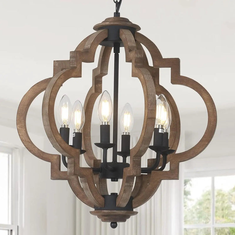 Farmhouse Chandeliers for Dining Room, 6-Light Rustic Light Fixture by HouseOfZazla