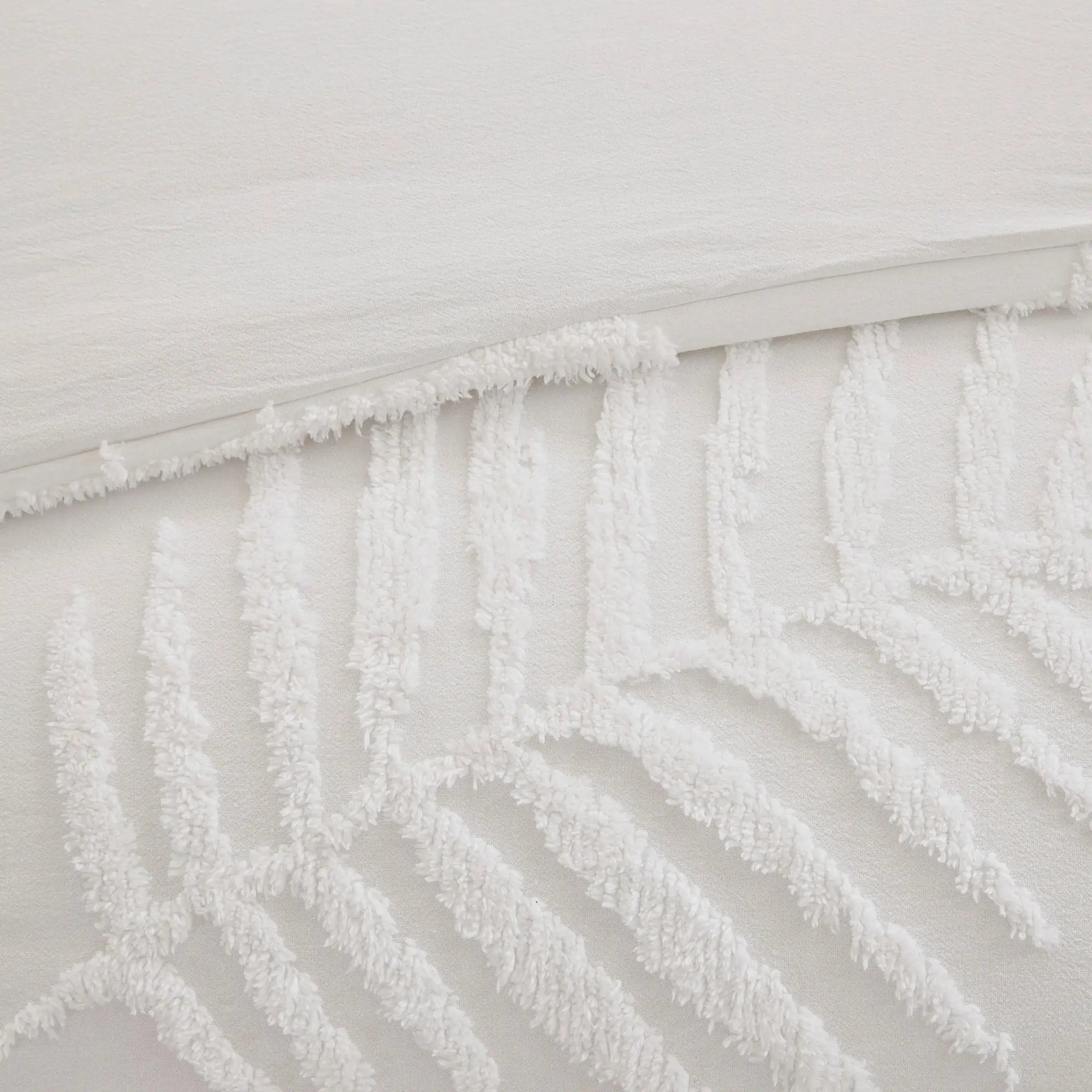 3 Piece Tufted Cotton Chenille Palm Comforter Set Off-White King/Cal King by HouseOfZazla