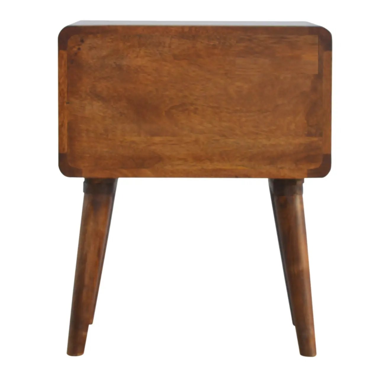 Solid Wood Curved Nightstand, 2-Drawers, Chestnut by HouseOfZazla