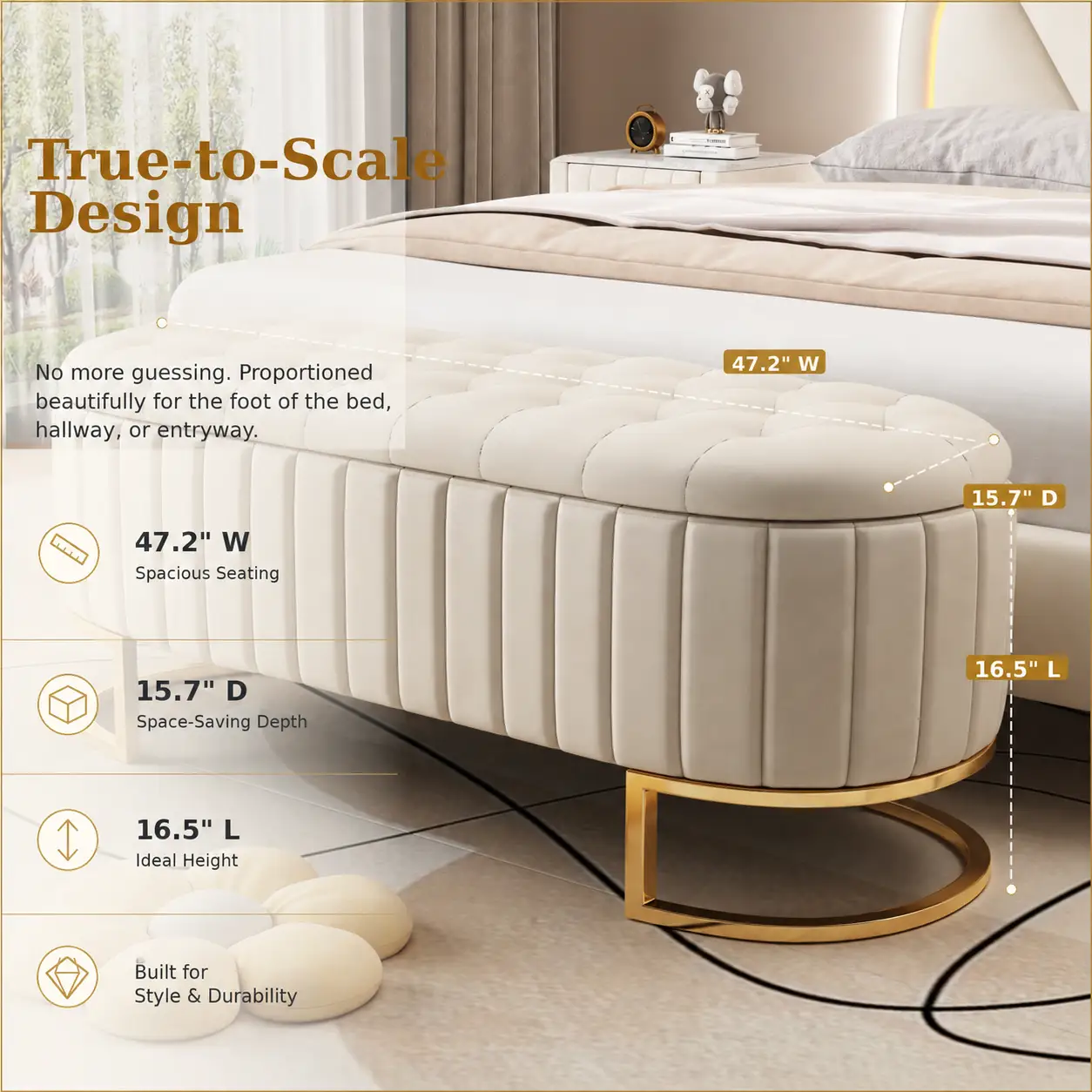 Elegant Upholstered Velvet Storage Ottoman by HouseOfZazla