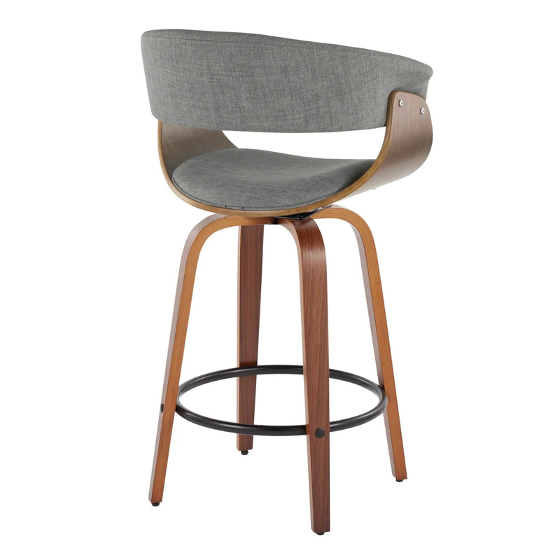 Vintage Mod - Mid Century Modern Fixed Height Counter Stool & Swivel With Round Footrest (Set of 2) by Unique Piece Furniture