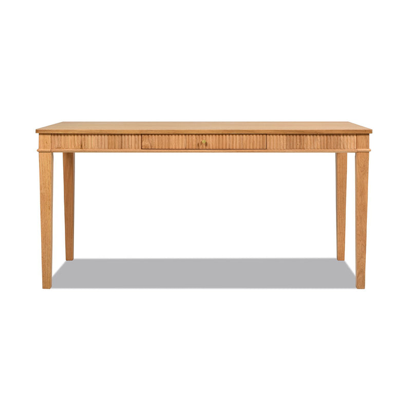 Modern Farmhouse 1 Drawer Fluted Writing Desk with Generous Workspace - Natural Blonde, photo 3 of 7