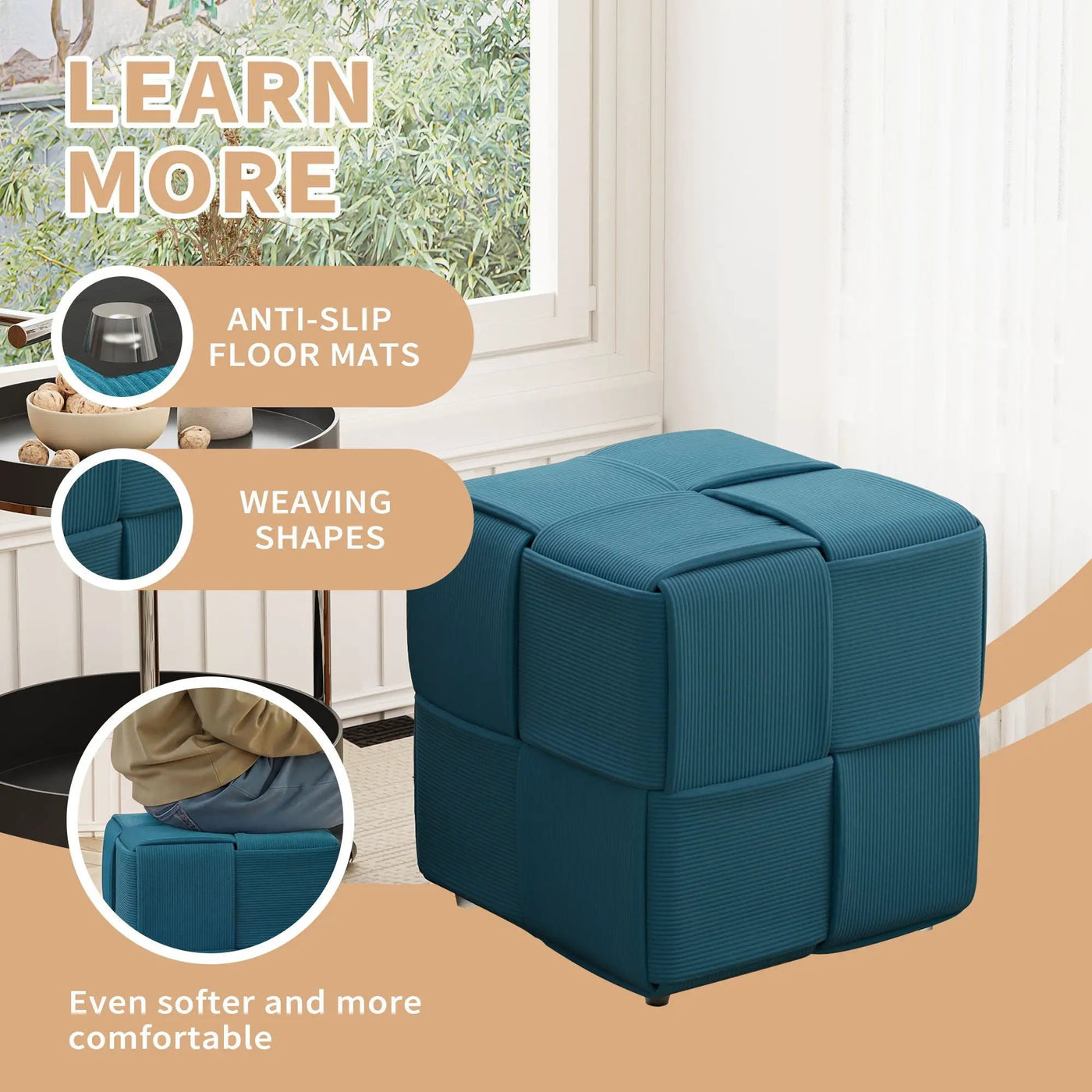 Modern Ottoman Foot Rest With Woven Design by Unique Piece Furniture
