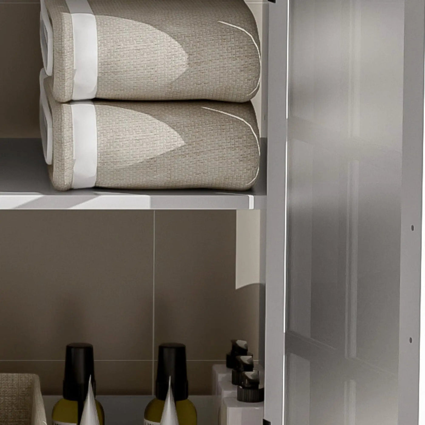 Modern Bathroom Vanity With Ceramic Sink, Tempered Blurred Glass Doors by HouseOfZazla