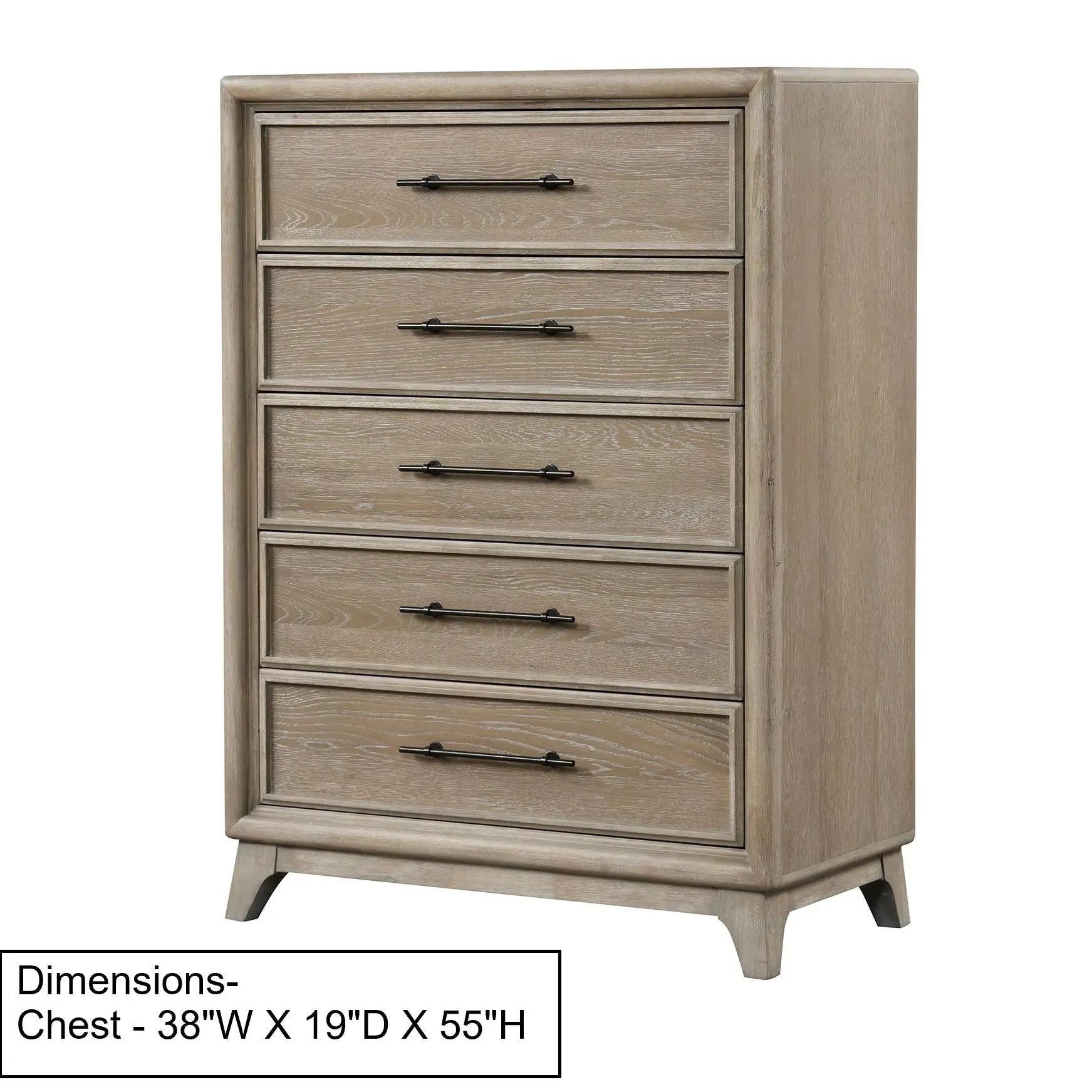 1 Piece Chest With Handles, Angled Legs, Ball Bearing Glides - Oak by Unique Piece Furniture