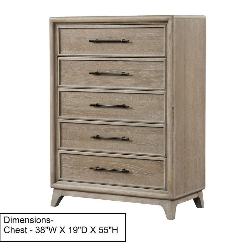 1 Piece Chest With Handles, Angled Legs, Ball Bearing Glides - Oak by Unique Piece Furniture