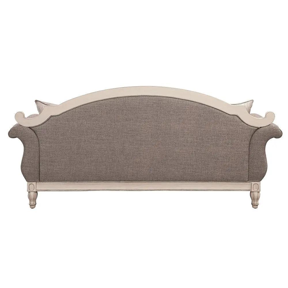 Florian - Sofa With 4 Pillows - Gray Fabric & Antique White by Unique Piece Furniture