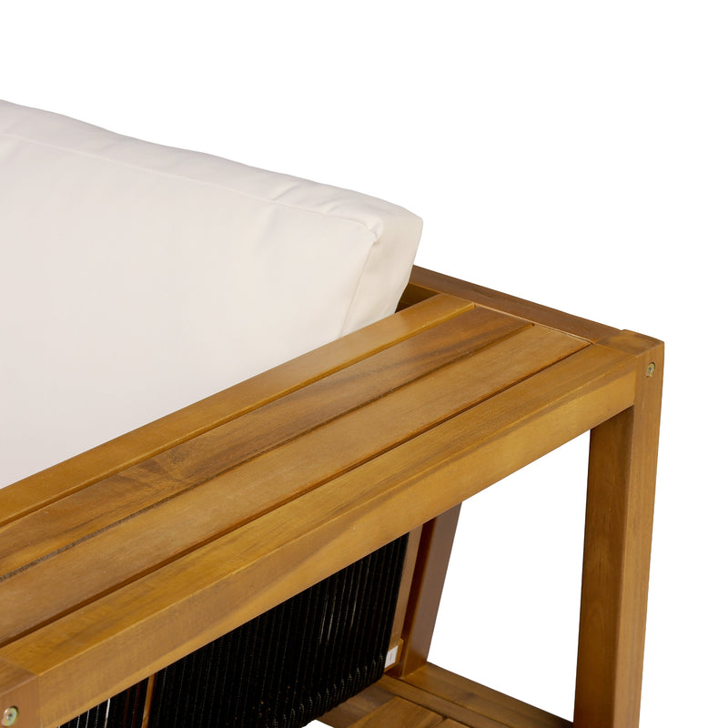 Teak Finish Acacia Wood Outdoor Daybed Sofa Set, photo 9 of 10