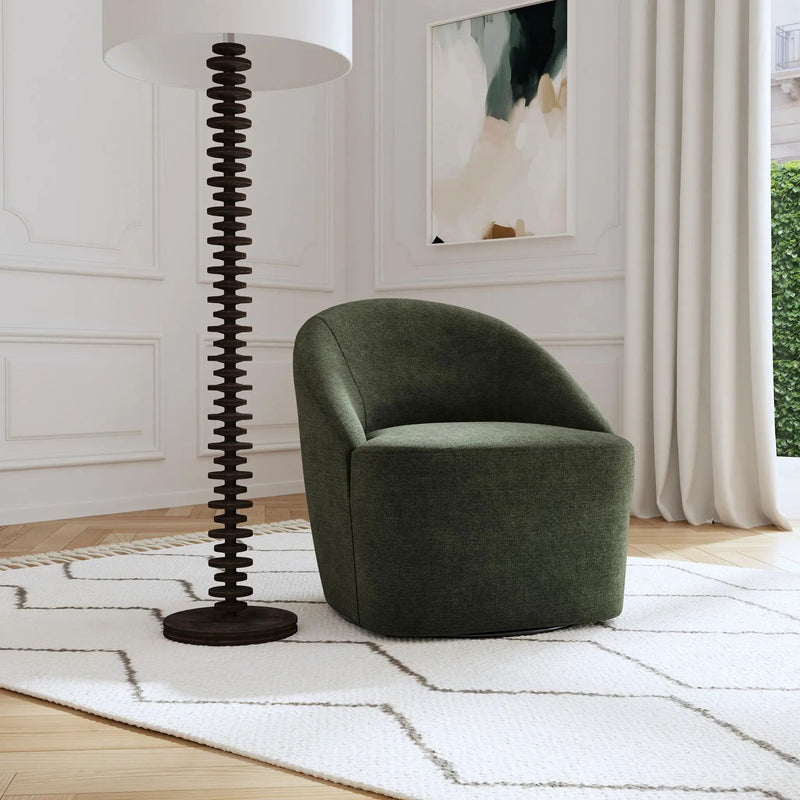 Leon Upholstered Barrel Accent Swivel Chair Hunter Green by Unique Piece Furniture