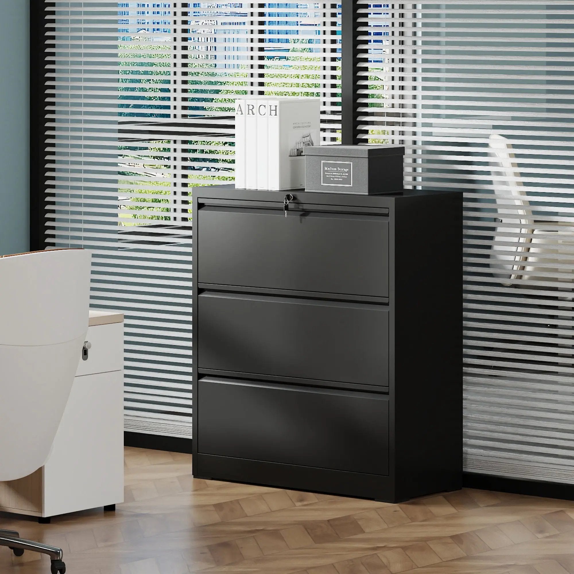 Lateral File Cabinet, Heavy Duty Filing Holds Letter/Legal/A4 Files by Unique Piece Furniture