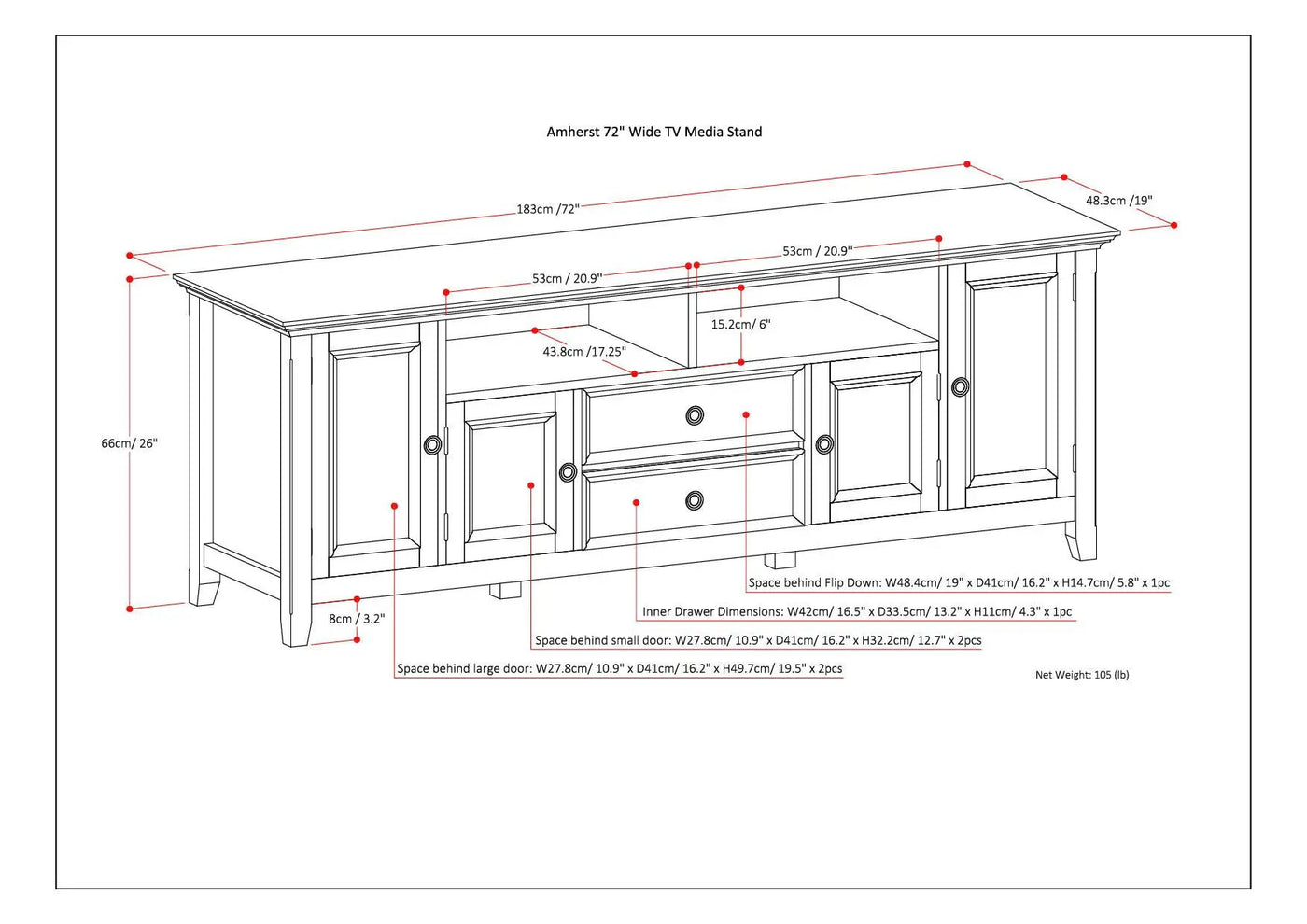 Amherst - Handcrafted Wide TV Media Stand by Unique Piece Furniture
