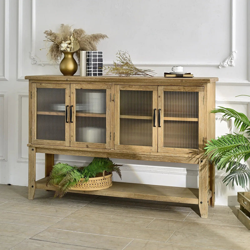 Rectangle Accent Sideboard Cabinet With Storage Shelf, Cabinet For Kitchen - Natural Wood by HouseOfZazla