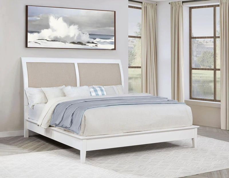 Bexhill 56-inch Upholstered Eastern King Panel Bed White by Unique Piece Furniture