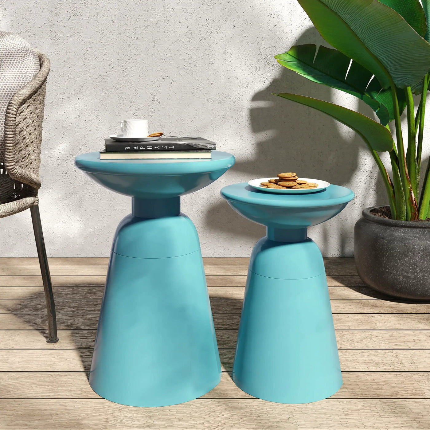 Serenita Outdoor Side Tables With Flared Design (Set of 2) by HouseOfZazla
