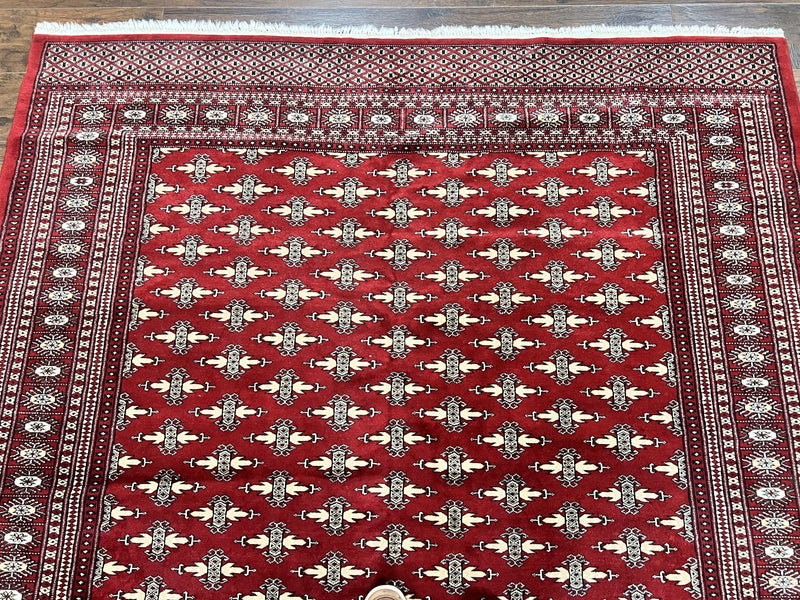 Pakistani Turkoman Bokhara Rug 6x9, Fine Wool Vintage Hand Knotted Handmade Yamud Oriental Carpet 6 x 9, Red Turkoman Rug, Tribal Rug by Jewel Rugs