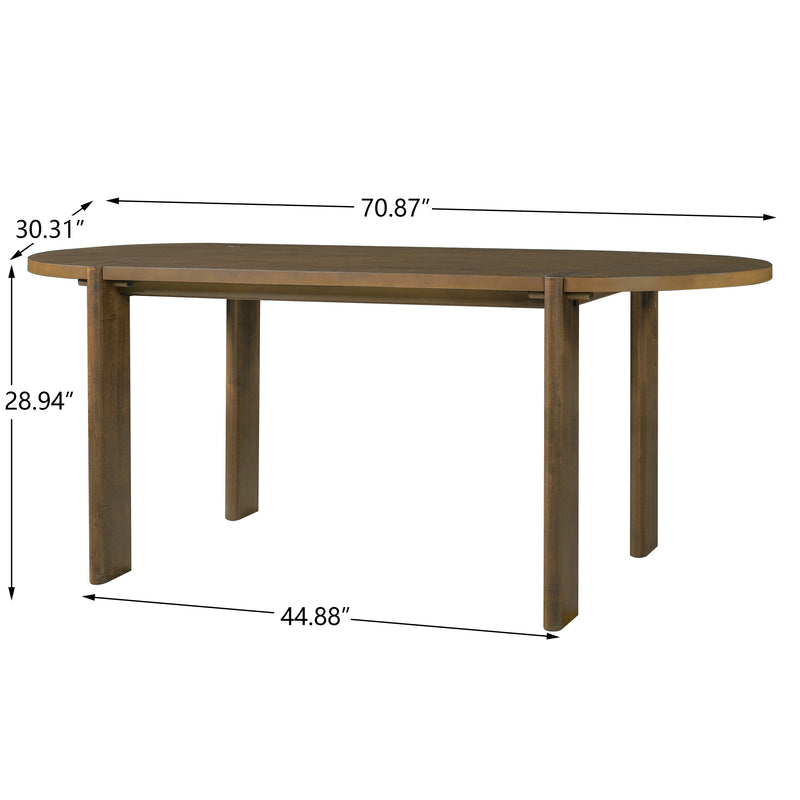 Modern Wooden Dining Table for 4 to 6 People, 71" Large by HouseOfZazla