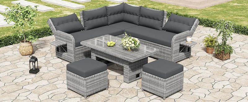 Outdoor Furniture Set Patio Rattan with Recliners and Tables by HouseOfZazla