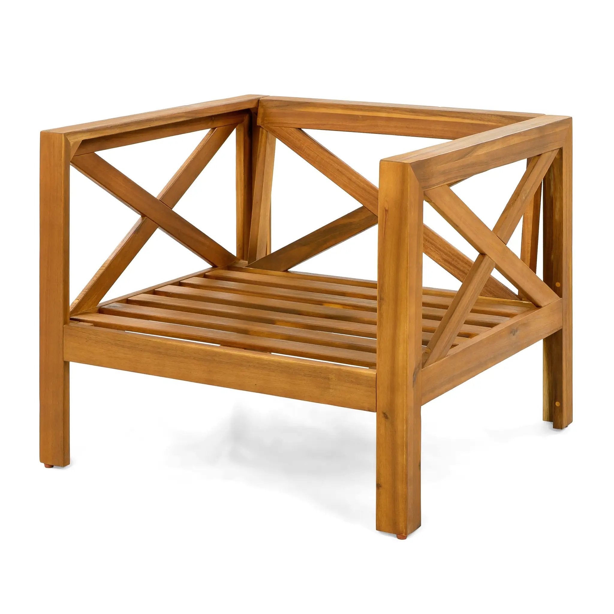 Outdoor Acacia Wood Club Wooden Armchair with Cushions (Set of 2) by HouseOfZazla