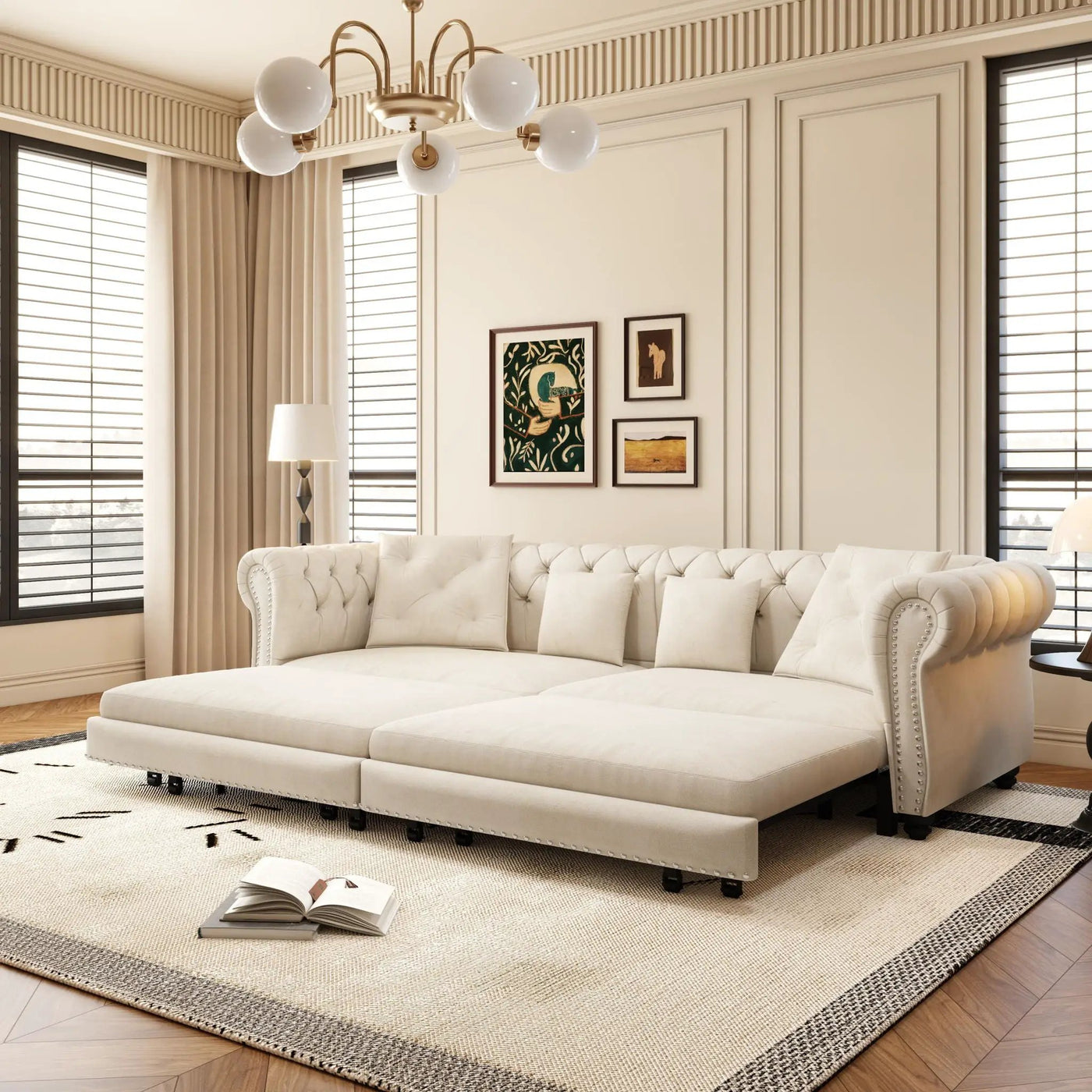 3 In 1 Convertible Sleeper Sofa Bed With Movable Ottoman by HouseOfZazla