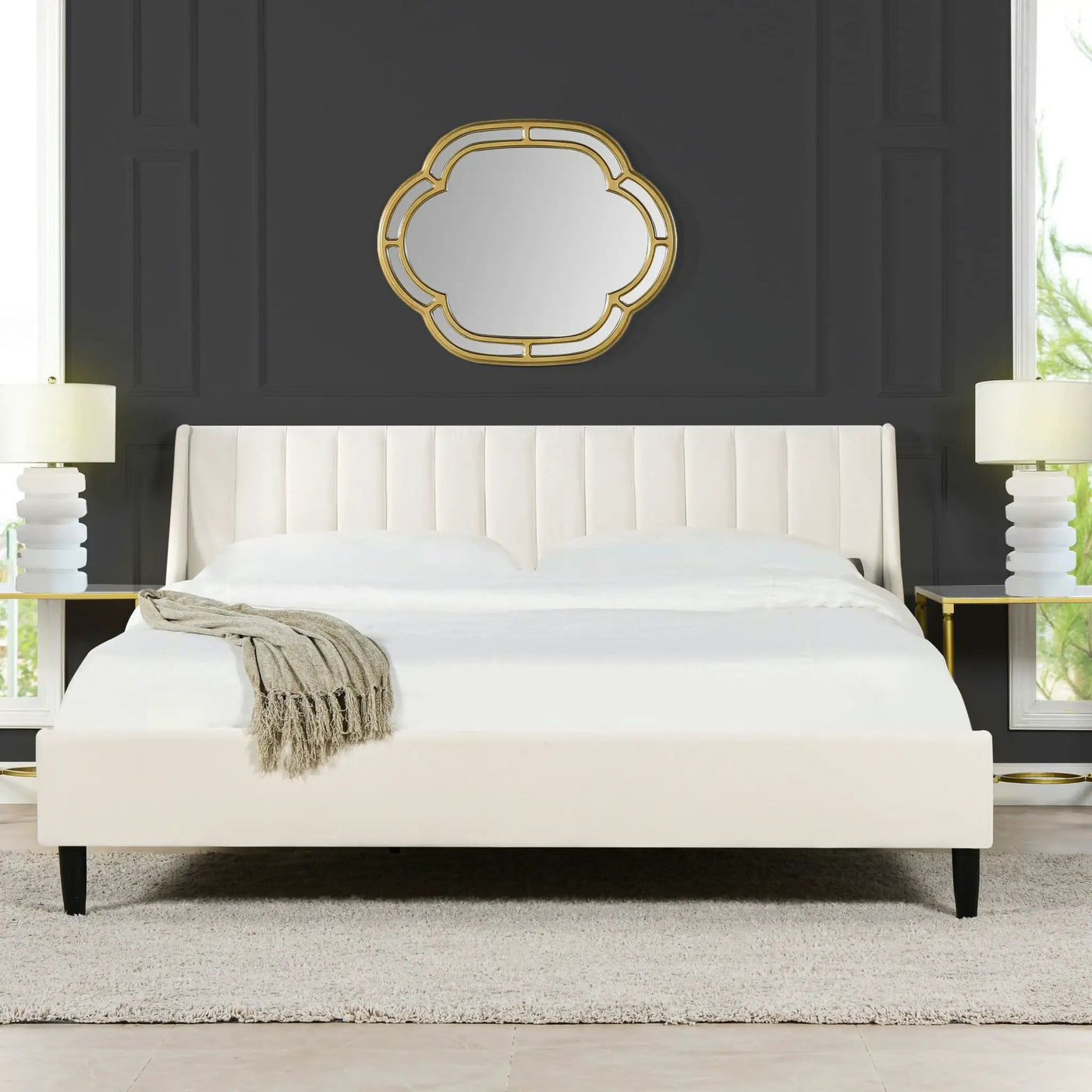 Aspen - Vertical Tufted Modern Headboard Platform Bed Set by HouseOfZazla