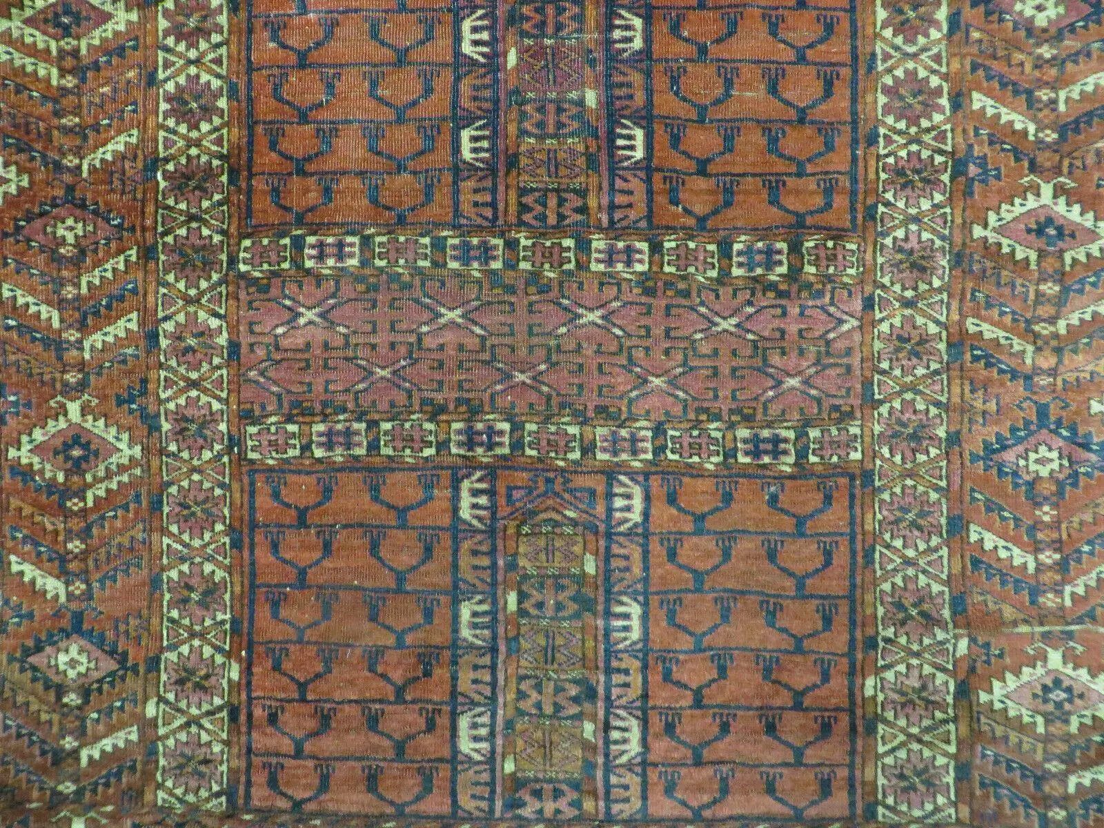 Antique Turkoman Ensi Wool Rug 4x5 by Jewel Rugs