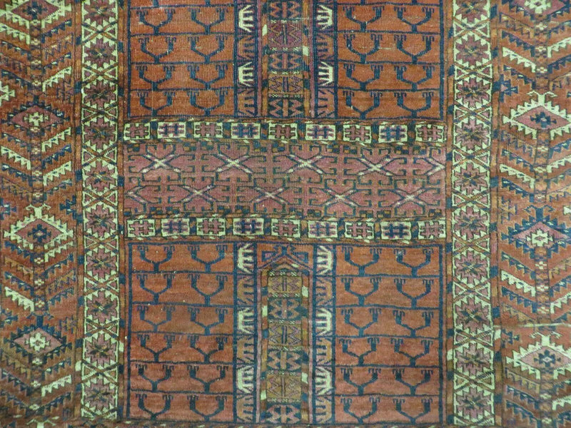 Antique Turkoman Ensi Wool Rug 4x5 by Jewel Rugs