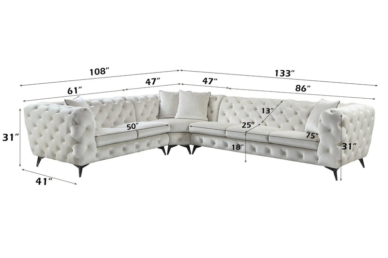 Atronia - Sectional Sofa With 4 Pillows - Beige by Unique Piece Furniture