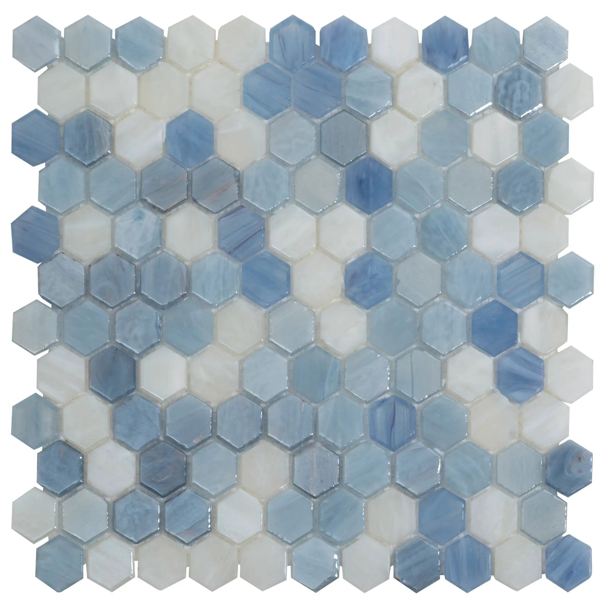 Light Blue 11x11 Glossy Hexagon Glass Mosaic Tile (10 pack, 8.63 sq ft/case) by Apollo Tile